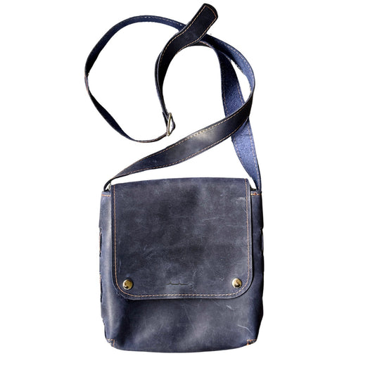 Leather Cross Body (2 Snap) - Oiled Dark Plum