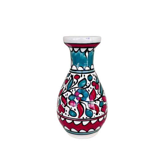 Ceramic Vase (7") - Pomegranate & Teal
