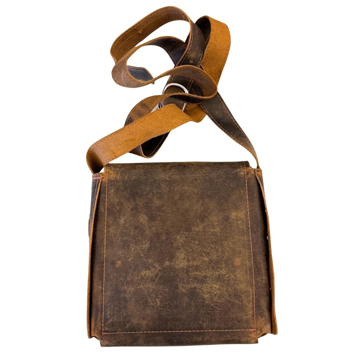 Leather Cross Body Bag - (Two Snap) Walnut