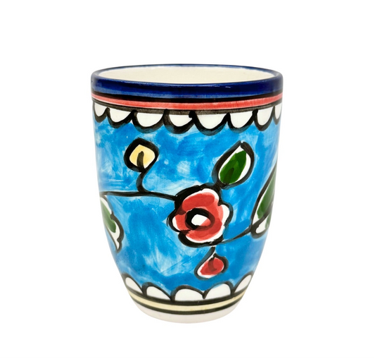 Ceramic Mug (w/o handles) - Sky Blue/Poppy