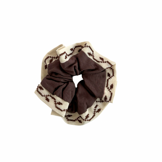 Amira Tatreez Scrunchie - Brown