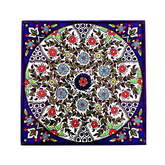 Ceramic Tile (6") - Multicolor Vine