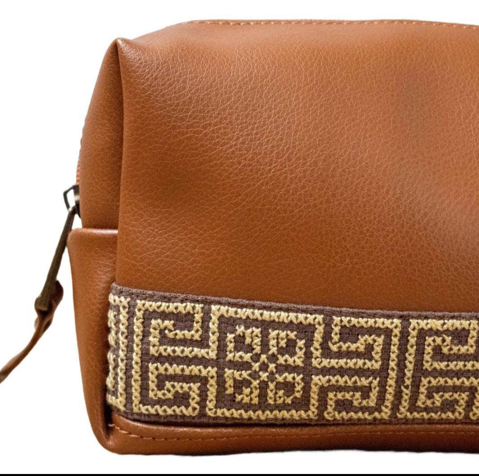 Leather Toiletry Bag with Tatreez