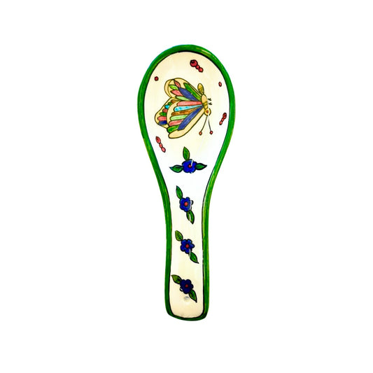 Ceramic Spoon Rest - Butterfly (white)