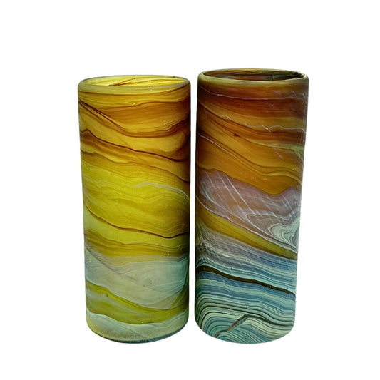 Glass Tumblers (6"), Set of 2 - Phoenician Design