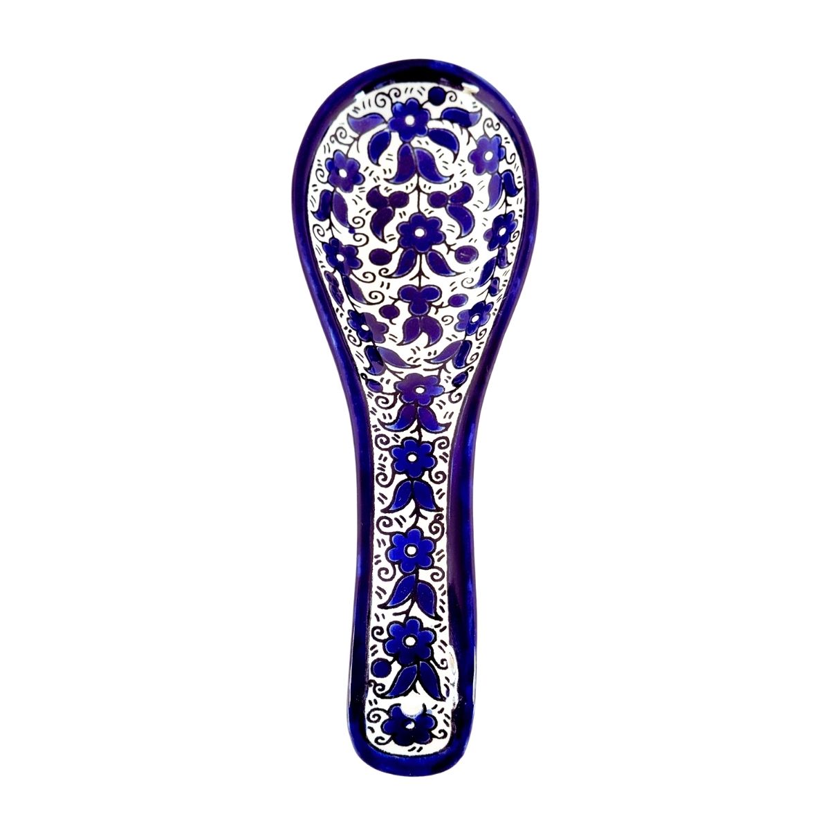 Ceramic Spoon Rest - Blue Vine
