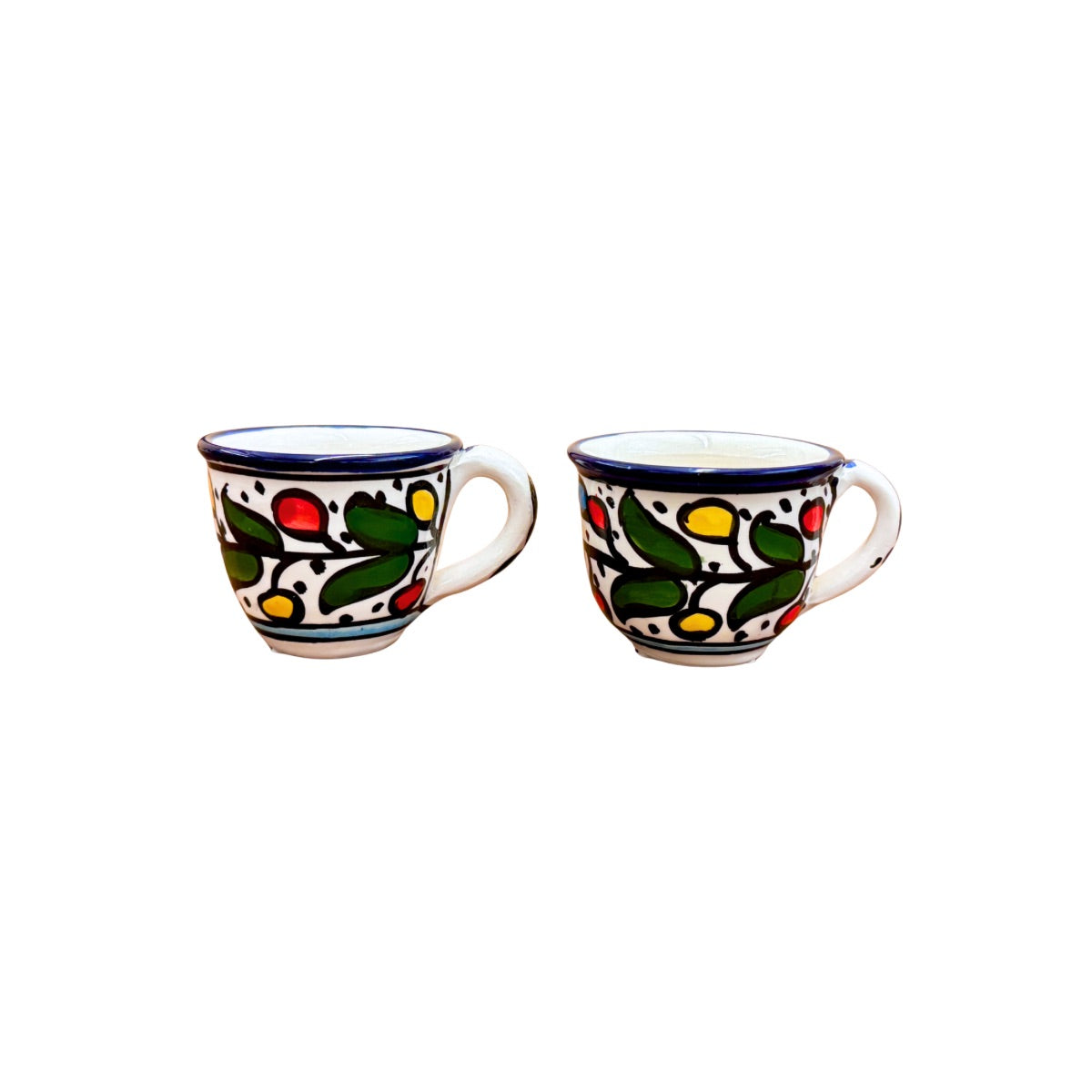 Ceramic Espresso Cups (set of 2) - Multicolor w/ Handles