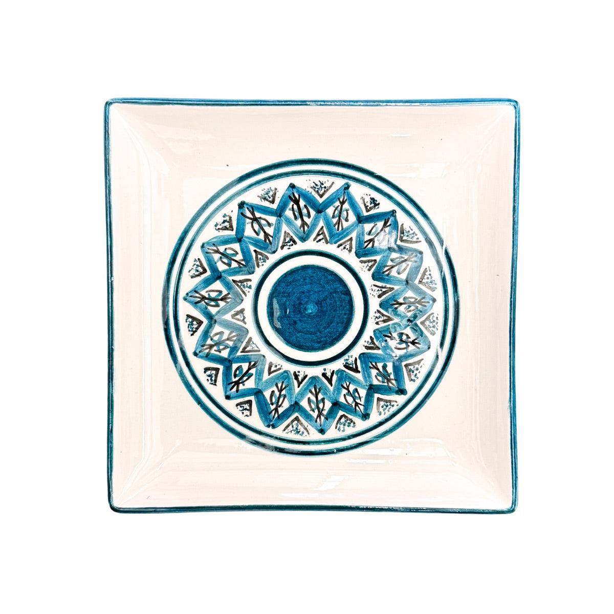 Ceramic Square Plate (7") - Blue Arabesque