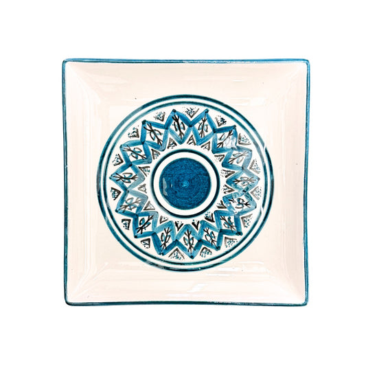 Ceramic Square Plate (7") - Blue Arabesque