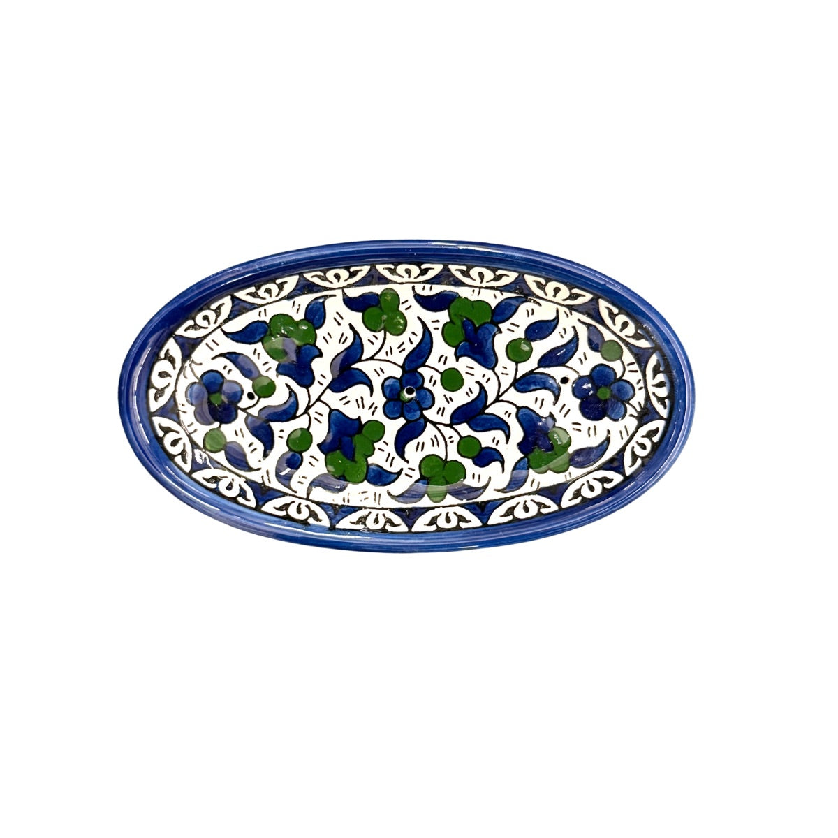 Ceramic Soap Dish (7”) - Blue & Green