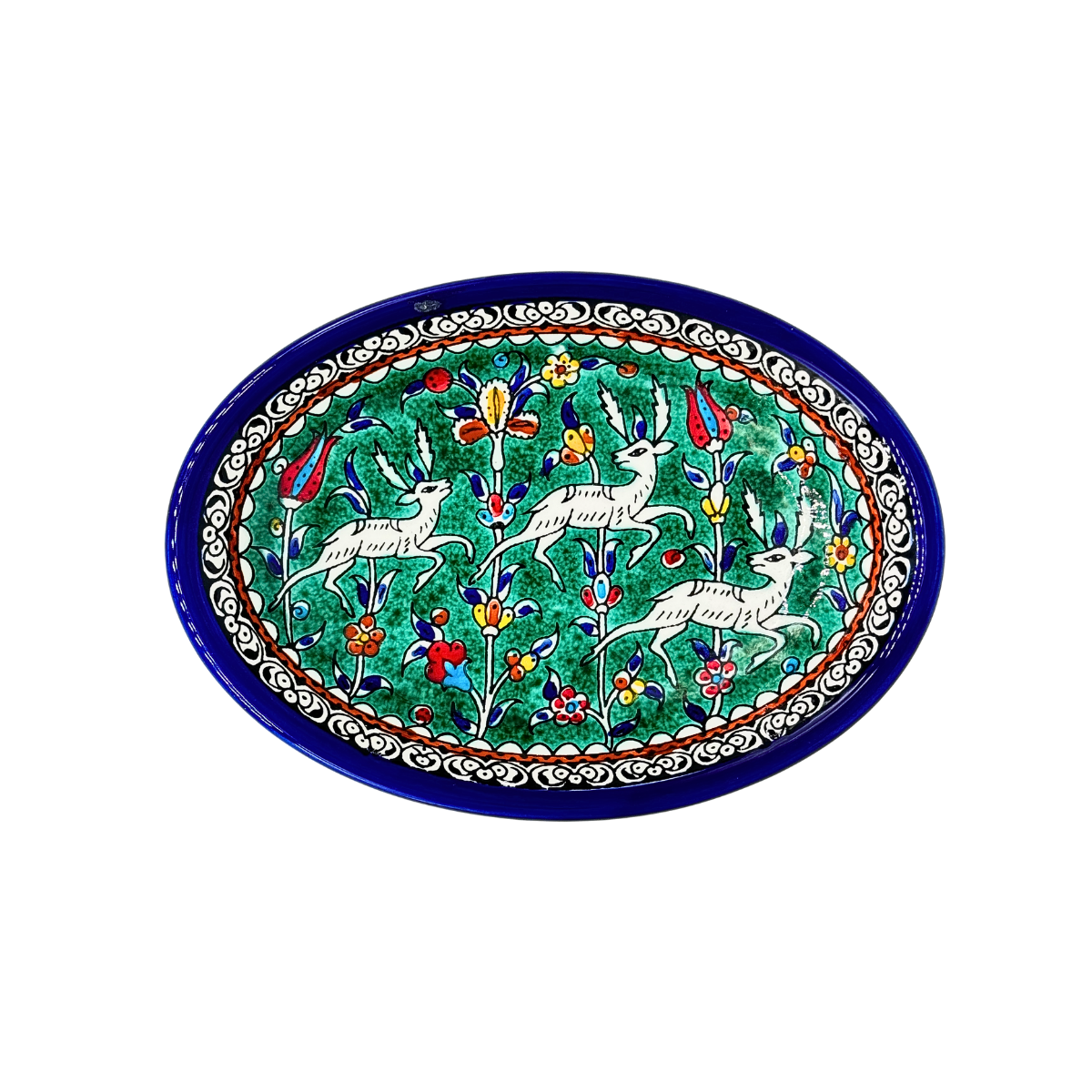 Ceramic Oval Dish (9") - Turquoise Gazelle