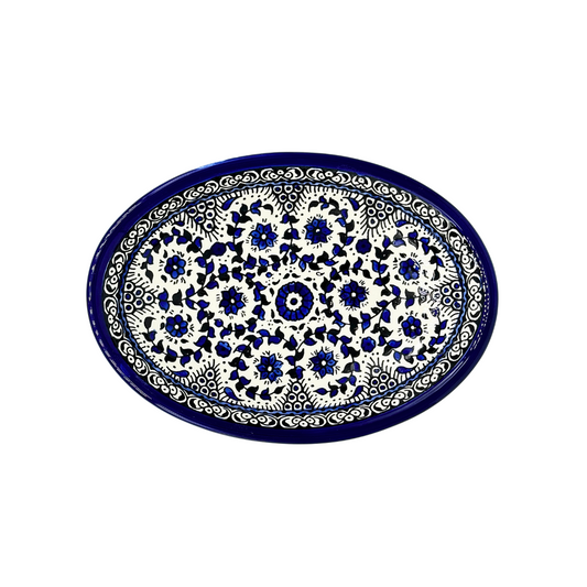 Ceramic Oval Dish (9") - Blue Vine