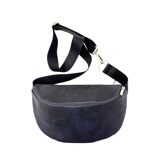 Leather Fanny Pack - Blue / Small