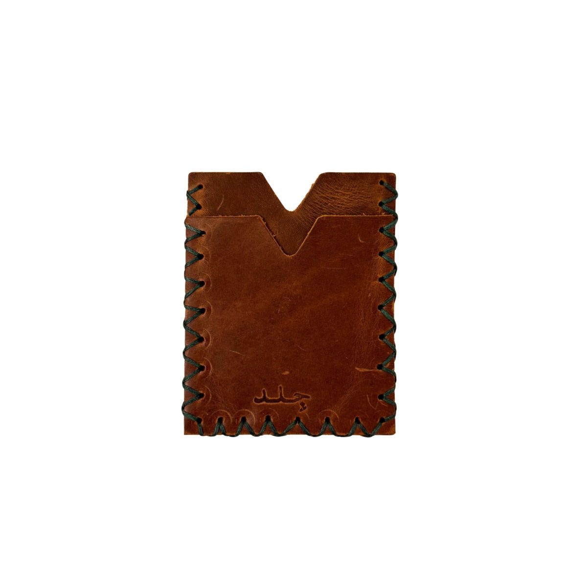 Leather Vertical two sided Card Holder - Chestnut