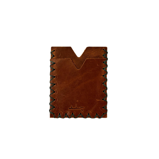 Leather Vertical two sided Card Holder - Chestnut
