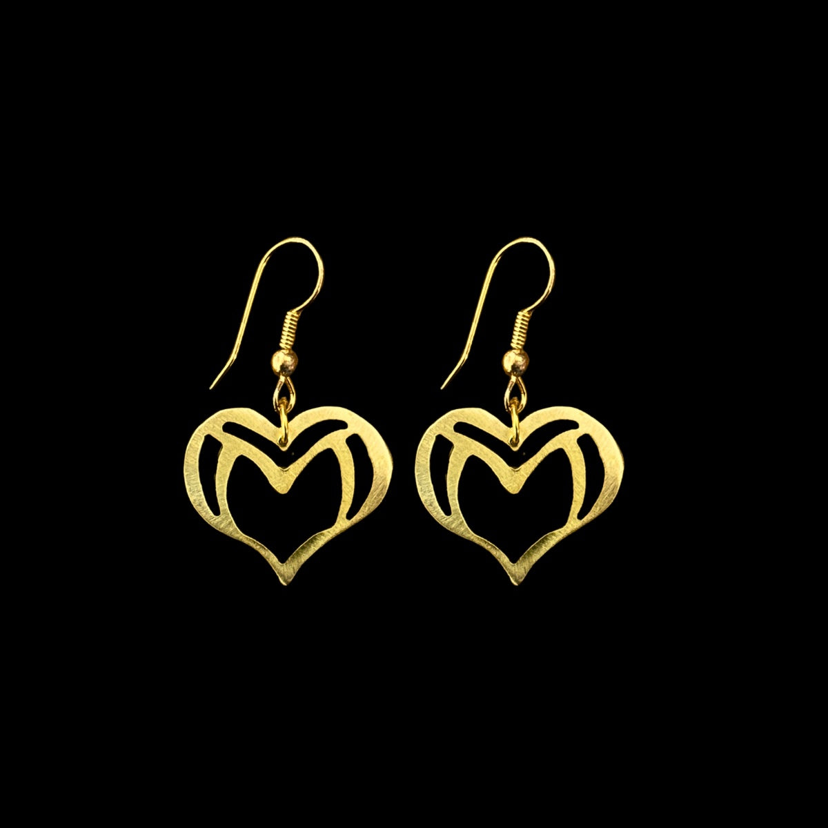 Brass Heart Shaped Earrings