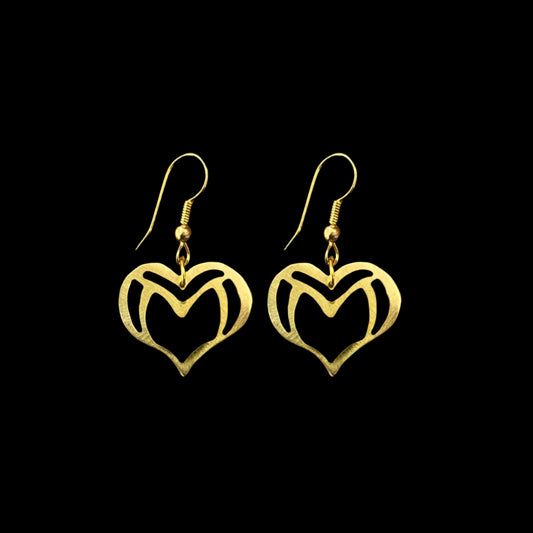 Brass Heart Shaped Earrings