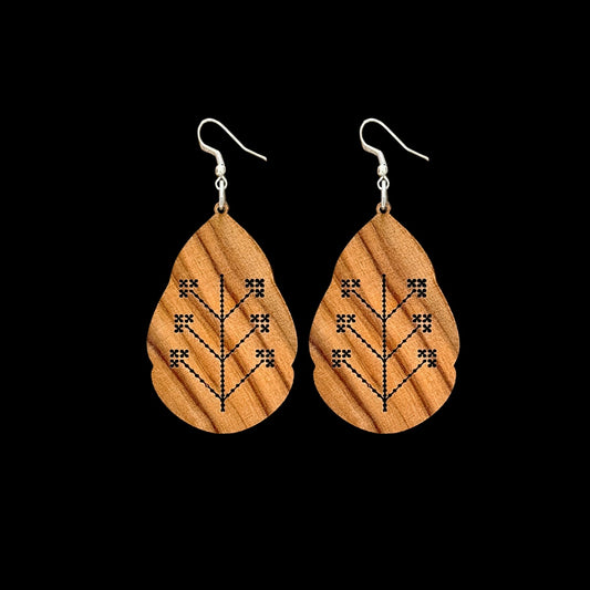 Olive Wood Earrings Tatriz Design