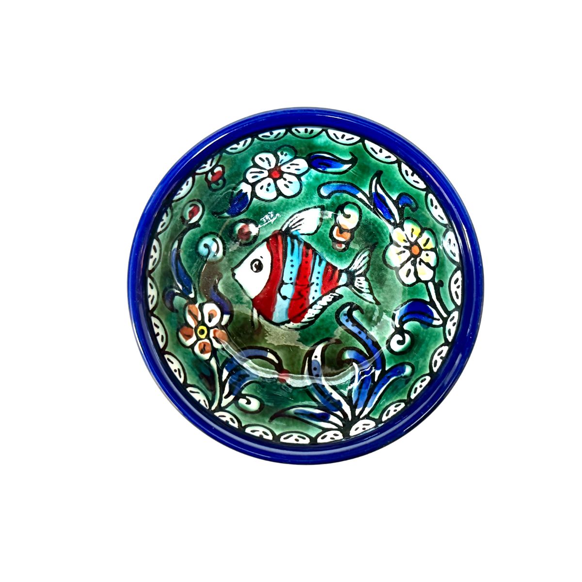 Ceramic "Dipping" Bowl (3.5”) - Aqua Fish