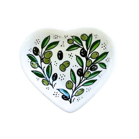 Ceramic Heart Plate (5") - Olive
