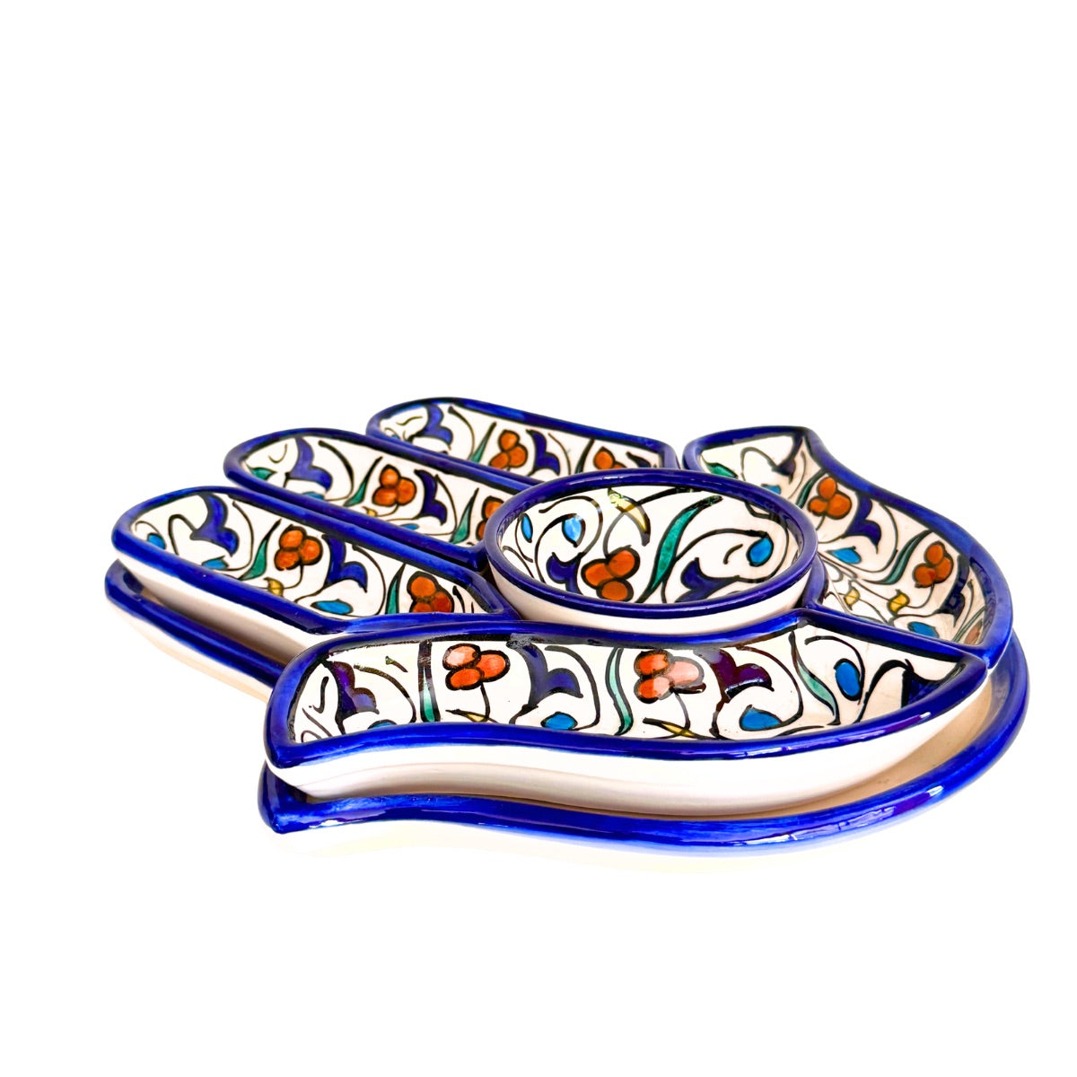 Ceramic Sectional Serving Dish (11") - Hamsa Floral