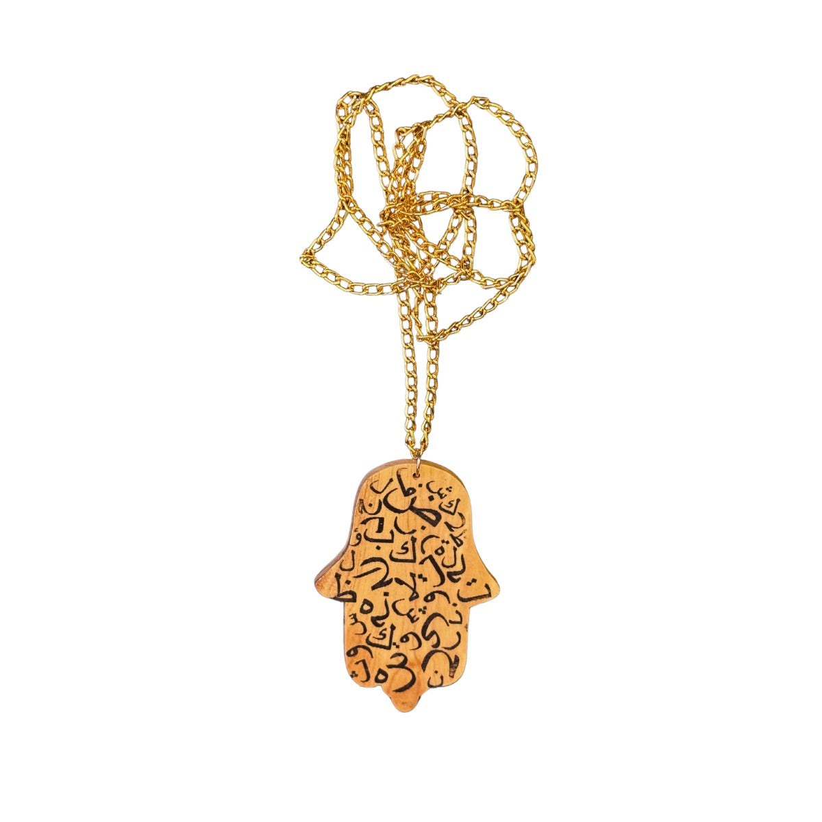 Olive Wood Pendant - “Fatima's Hand" (3")