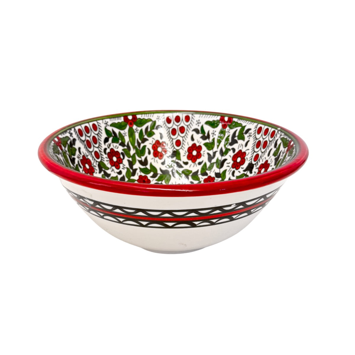 Ceramic Serving Bowl (9.5") - Red & Green Vine