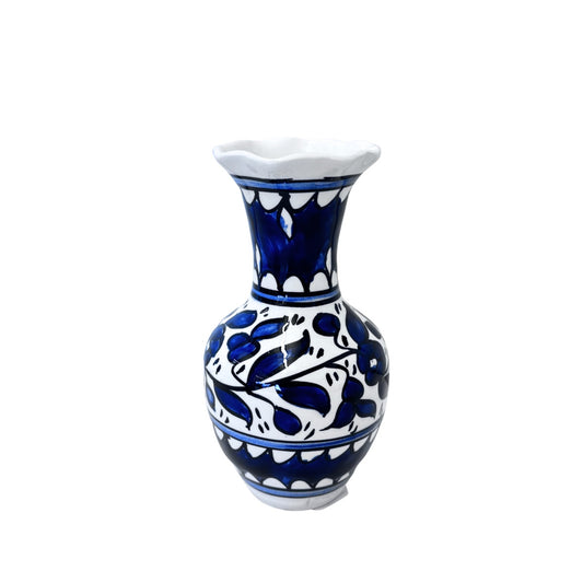Ceramic Vase Fluted (7") - Classic Blue