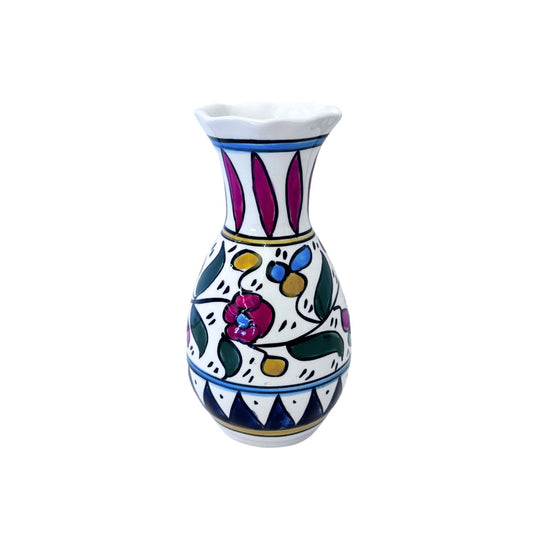 Ceramic Vase (7") - Multicolor w/Red