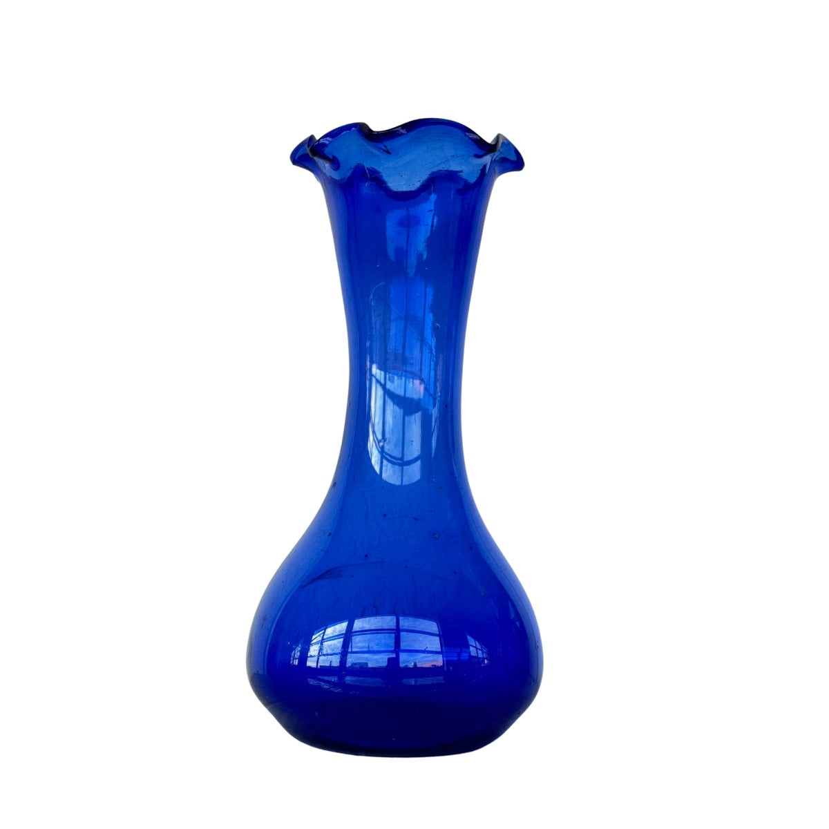Glass Fluted Vase (12”) - Sapphire