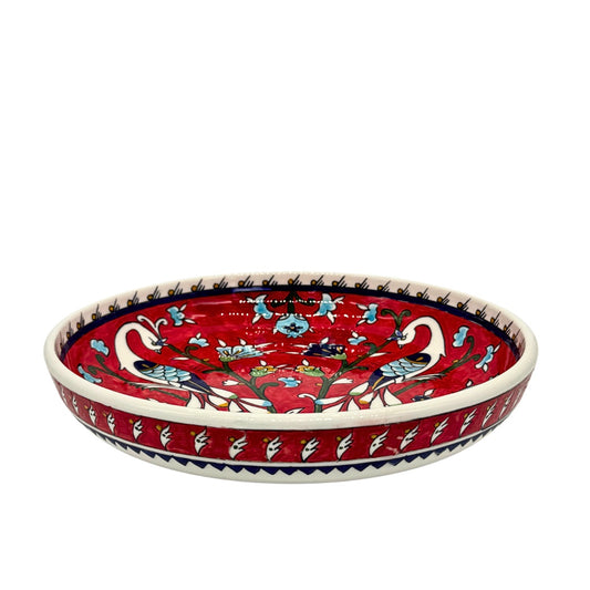 Ceramic Low Serving Bowl (11”) - Red Birds
