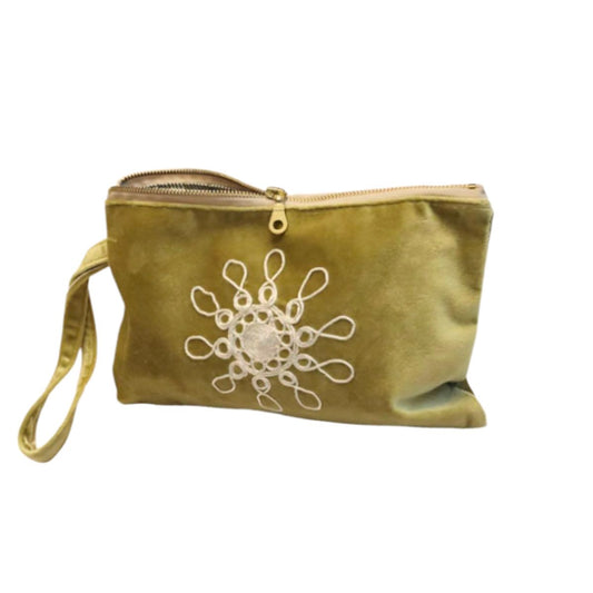 Embroidered Tahriri Pouch - Olive Green
