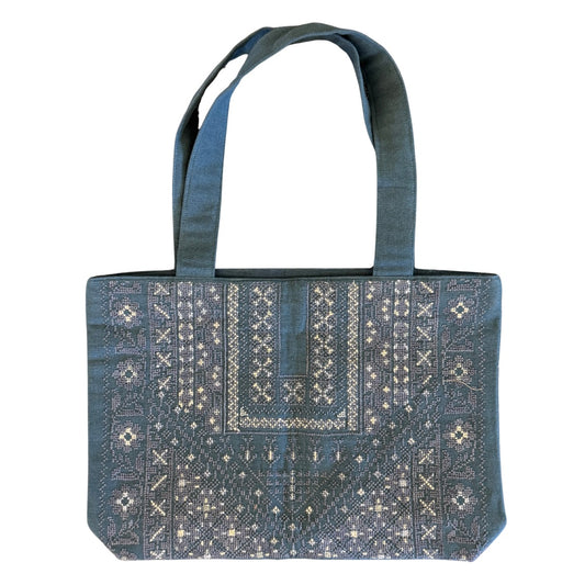 Embroidered Shoulder Bag - Blue