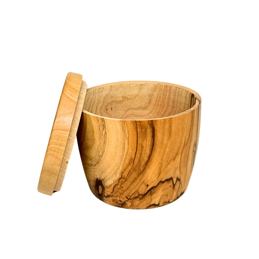 Olive Wood Salt Jar w/Lid
