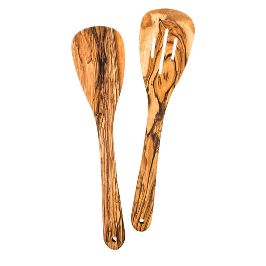 Olive Wood Slotted Spatula Set