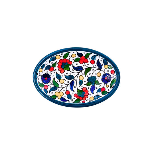 Ceramic Oval Dish (6”) - Teal Multicolor