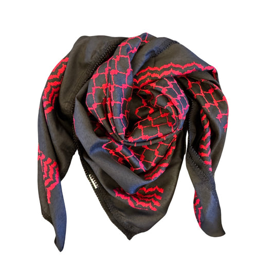 Nablus Keffiyeh - Red on Black