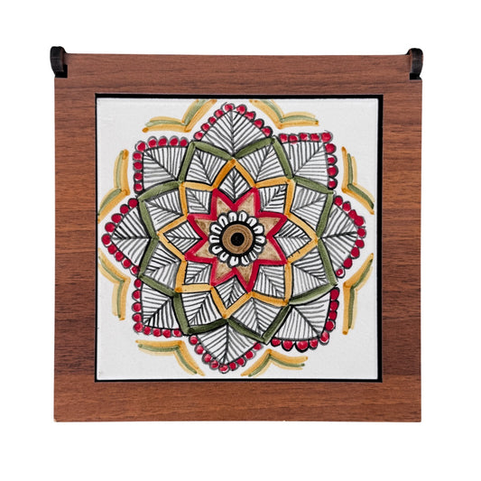 Wooden Box with Ceramic Tile (8")- Arabesque