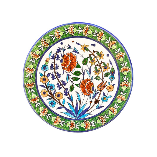 Ceramic Decorative Plate (11”) - Green Floral
