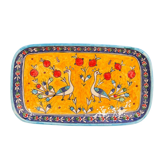 Ceramic Rectangular Serving Plate (13”) - Yellow Birds