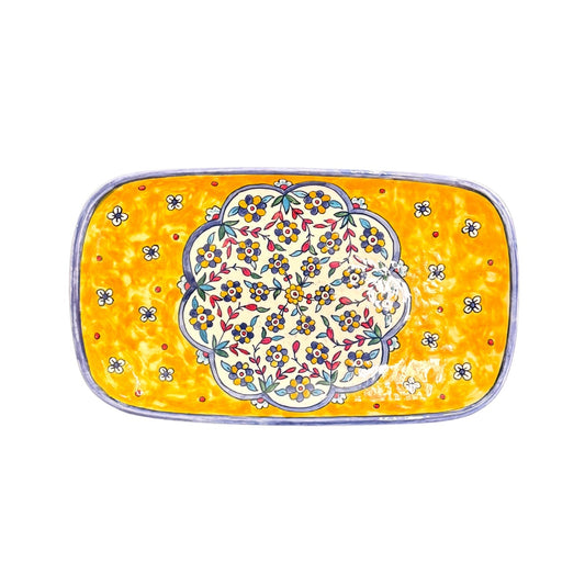 Ceramic Rectangular Serving Plate (13”) - Golden Blossom