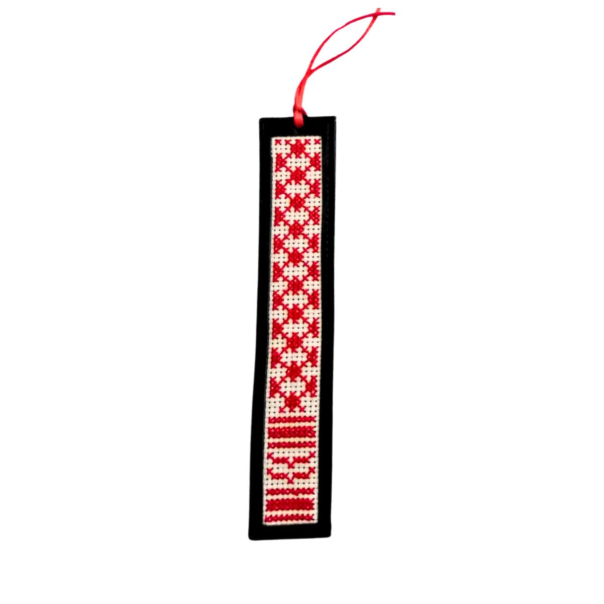 Leather Tatreez Bookmark - Red