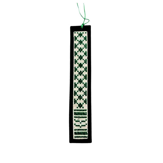 Leather Tatreez Bookmark - Olive