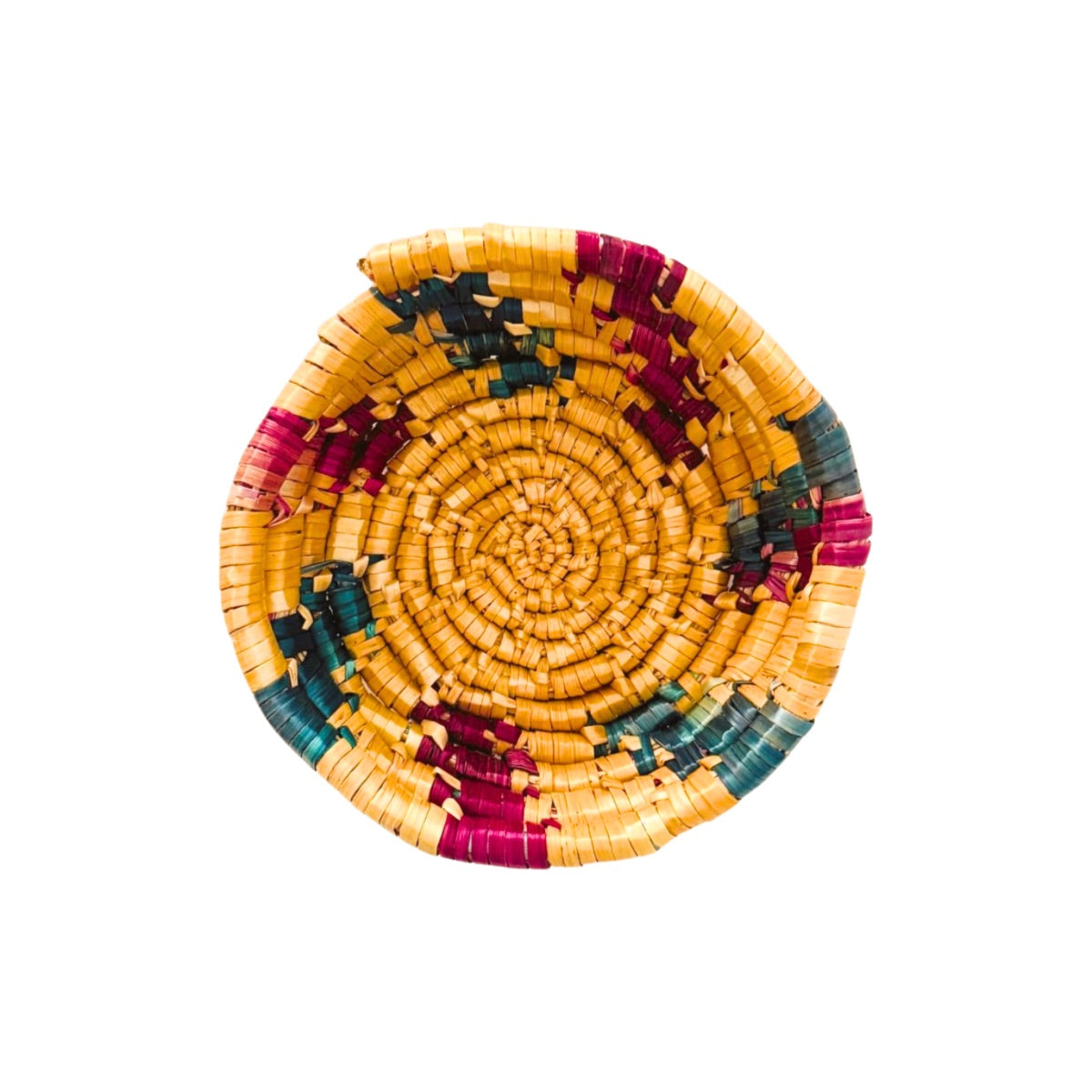 Basket by Women in Salfit (5") - Magenta/Green