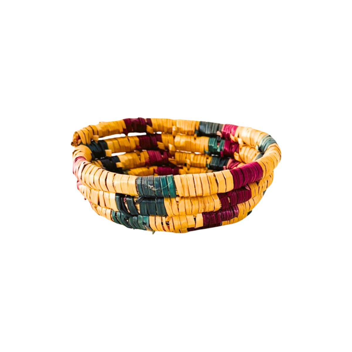 Basket by Women in Salfit (5") - Magenta/Green