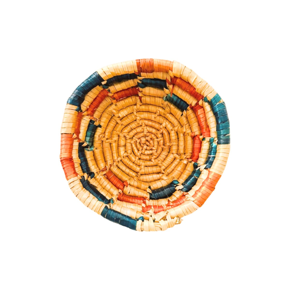 Basket by Women in Salfit (5") - Green/Orange