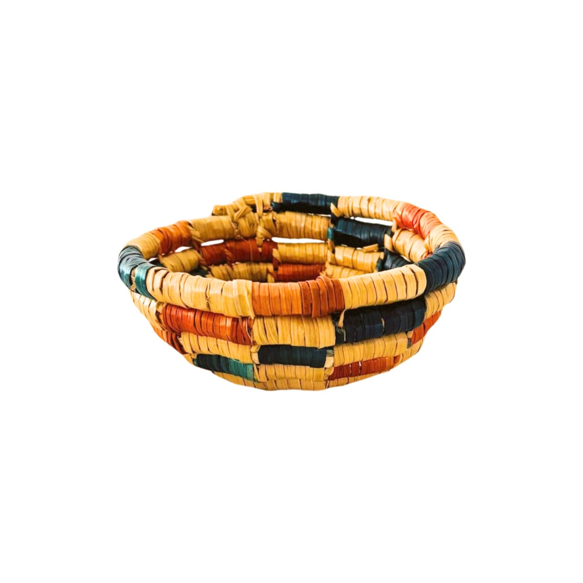 Basket by Women in Salfit (5") - Green/Orange