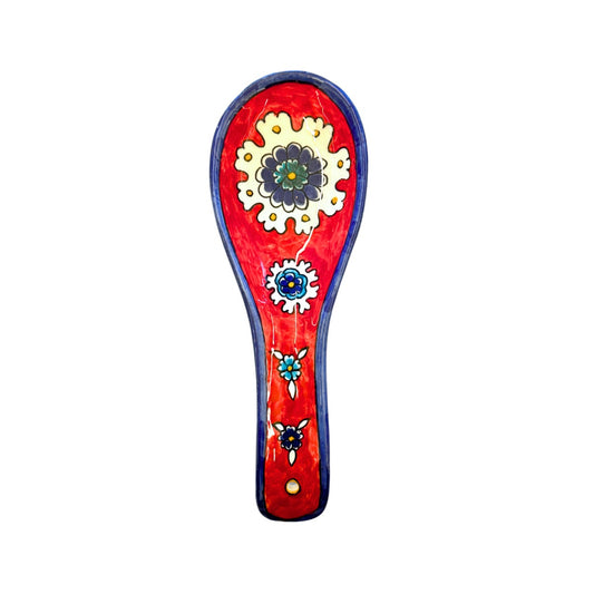 Ceramic Spoon Rest - Daisy (red)