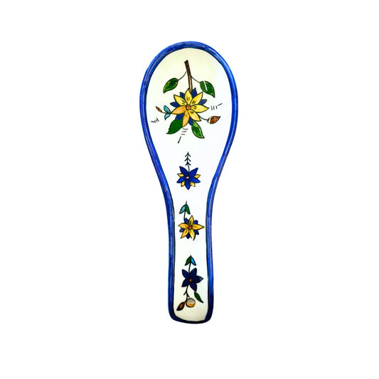 Ceramic Spoon Rest - Floral (white)
