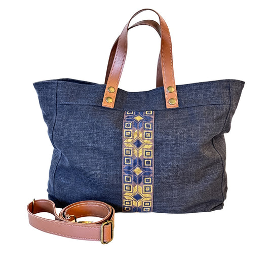 Walid Embroidered Tote - Blue